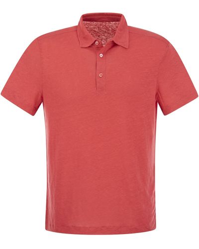 Majestic Linen Polo Shirt With Buttons - Red