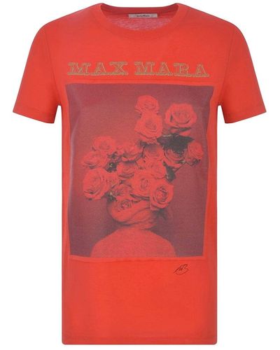 Max Mara Cotton Printed T-shirt - Red