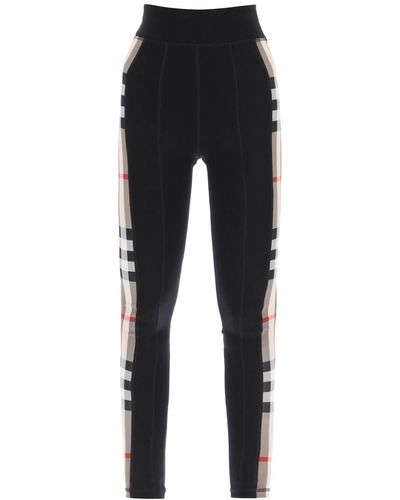 Burberry Madden -legging Met Check -inzetstukken - Zwart