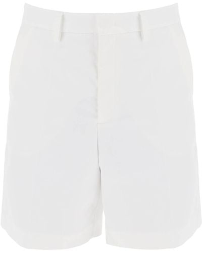 Valentino Garavani Cotton Poplin Bermuda Shorts Voor - Wit