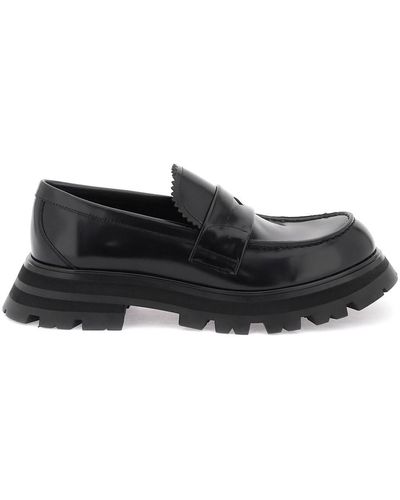 Alexander McQueen Geborsteld Lederen Wander Loafers - Zwart