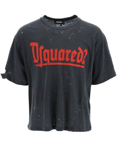 DSquared² 'D2 Goth Iron' T-Shirt Graue Baumwolle - Mehrfarbig
