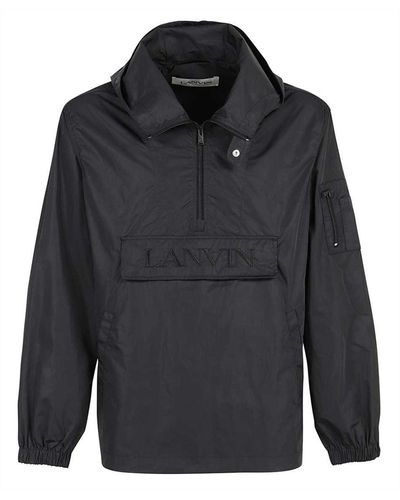 Lanvin Logo Hooded Windbreaker - Blauw