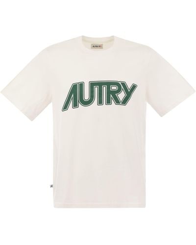 Autry Crew Neck T -Shirt mit vorderem Logo - Weiß