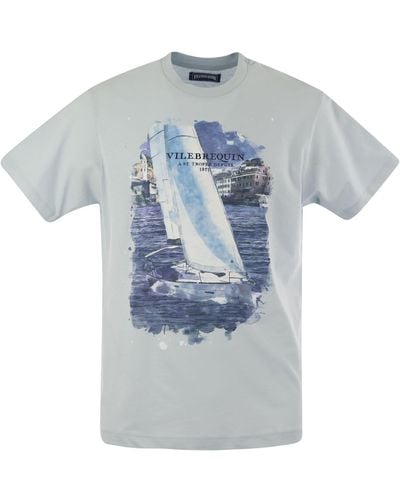 Vilebrequin Cotton T Shirt With Frontal Print - Blue