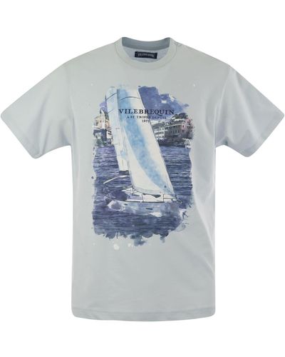 Vilebrequin Baumwoll -T -Shirt mit Frontaldruck - Blau