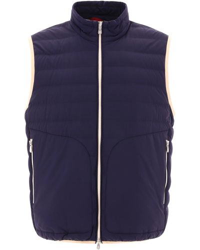 Brunello Cucinelli Bond Nylon Lichtgewicht Neer Vest - Blauw