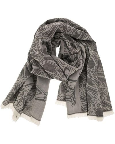 Max Mara Eleonor Wool, Silk and Linen Jacquard Stole - Gris