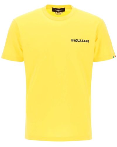 DSquared² T -Shirt mit Logodruck - Gelb