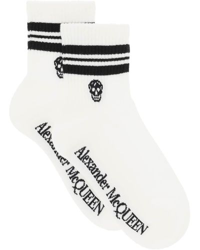 Alexander McQueen Stripe Skull Sports Socks - Negro