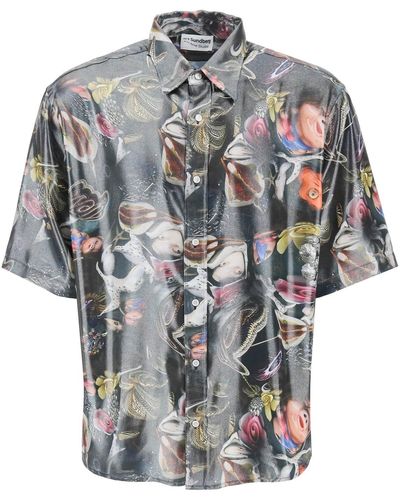 Acne Studios Short-sleeved Shirt With Print For B - Gray