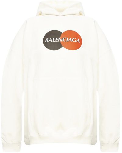 Balenciaga Logo Sweatshirt mit Kapuze - Weiß