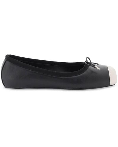 Alexander McQueen Nappa Lederballett Flats Mit Metallischer Zeh - Zwart