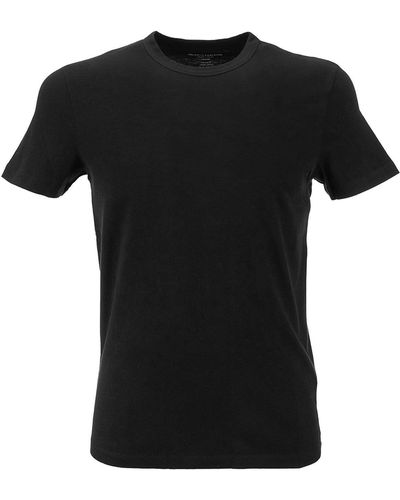 Majestic Black Crew Neck T-shirt en soie touche en coton - Noir