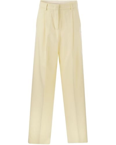 Sportmax Pantalon à jambe large zirlo en coton et viscose - Neutre