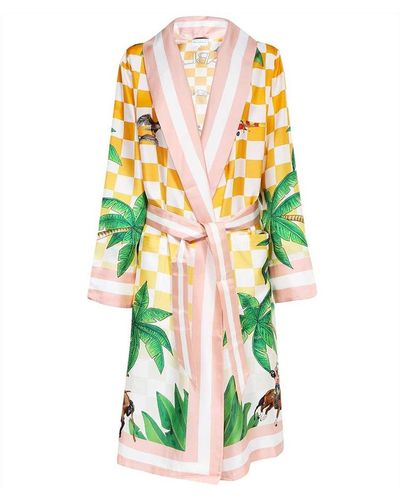 Casablancabrand Printed Silk Robe - Blanco