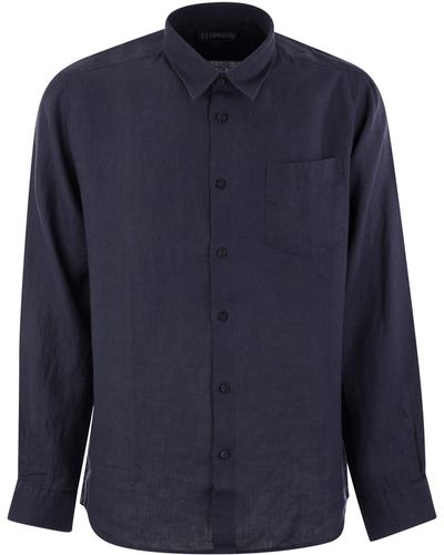 Vilebrequin Long Sleeved Linen Shirt - Blue