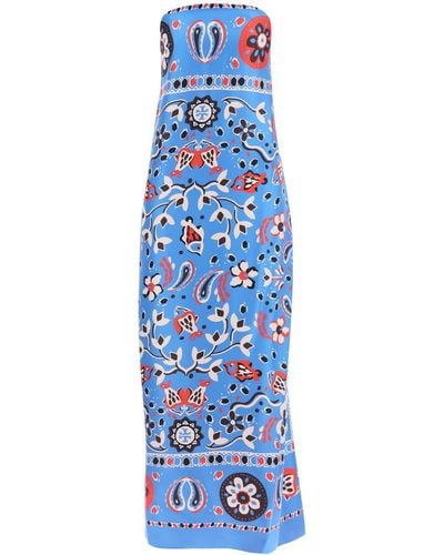 Tory Burch Maxi -Kleid in gedruckter Kleidung - Blau