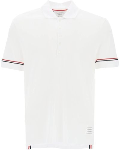 Thom Browne Tricolor Intarsia Polo Shirt - Wit