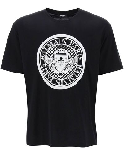 Balmain Logo Medaillon T -Shirt - Schwarz