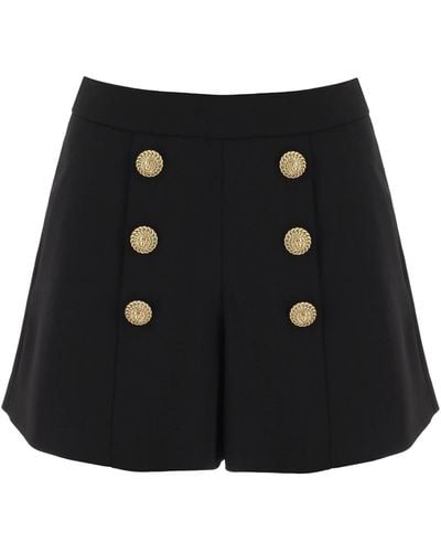 Balmain Pantalones cortos de crepe de con botones en relieve - Negro