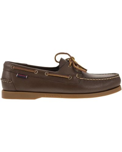 Sebago Portland Moccasin With Grained Leather - Brown