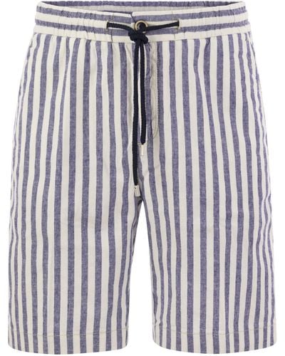 Vilebrequin Gestreifte Baumwoll- und Leinen -Bermuda -Shorts - Blau