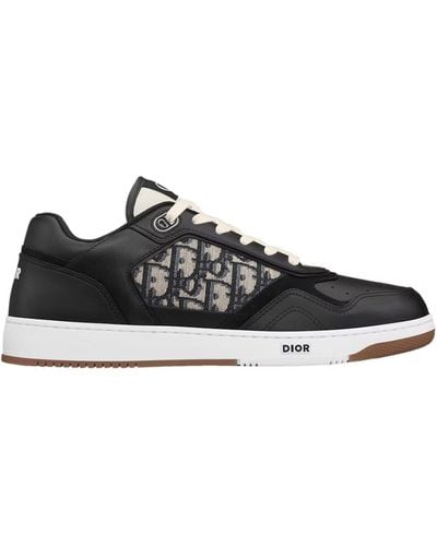 Dior Schuine Lederen Sneakers - Zwart