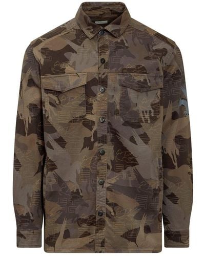 Etro Camouflage Katoenen Shirt - Bruin