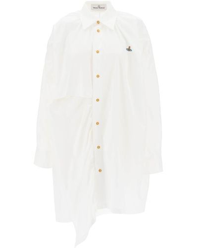 Vivienne Westwood Gibbon Asymmetrisches Hemdkleid mit Ausschnitten - Blanco