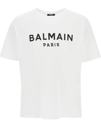 Balmain T-Shirt aus Baumwoll-Jersey mit Logoprint - Weiß
