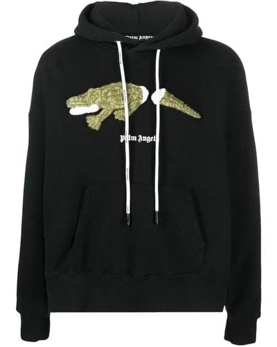 Palm Angels Palm Engelen Krokodil Sweatshirt Met Capuchon - Zwart