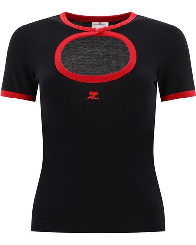 Courreges Courrèges Circle-contrast-t-shirt - Zwart