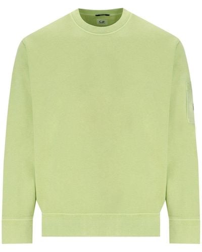 C.P. Company C.P. Firma Diagonal Fleece White Birnen Sweatshirt - Grün
