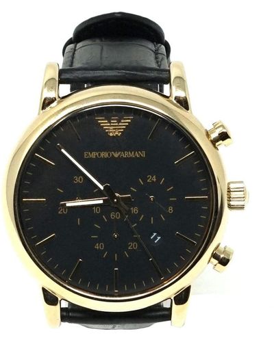 Emporio Armani Ar1917 Chronograaf Horloge Met Zwarte Leren Band