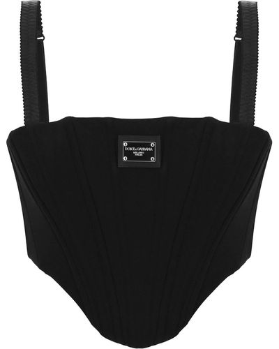 Dolce & Gabbana Top Corsetto In Cotone - Nero