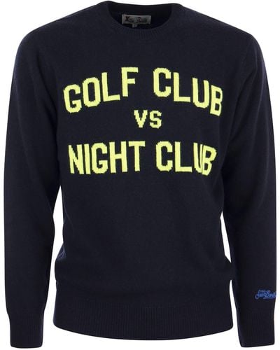Mc2 Saint Barth Golf gegen Night Club Springer in Wolle und Kaschmirmischung - Blau