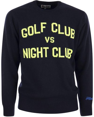 Mc2 Saint Barth Golf Vs Night Club Sweater In Wool And Cashmere Blend - Blue