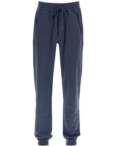 Tom Ford Pantaloni Sportivi In Cotone Felpato - Blu