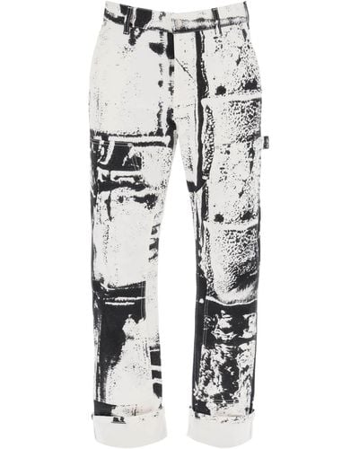 Alexander McQueen Fold Impresión de trabajo Jeans - Blanco