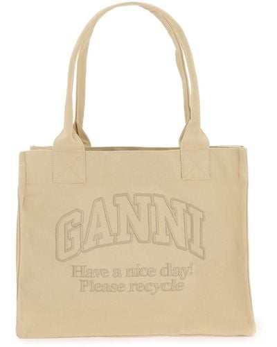 Ganni Banni Tote Bag con bordado - Neutro