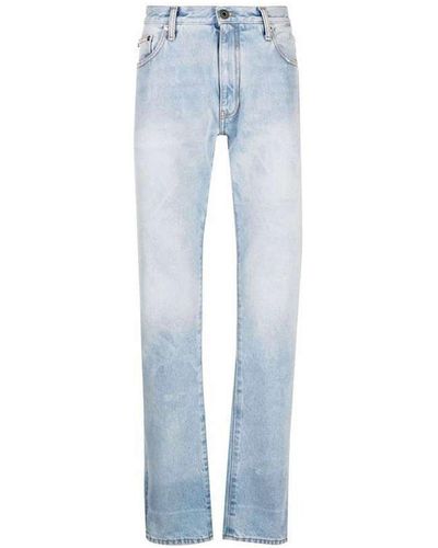 Off-White c/o Virgil Abloh Logo-Denim-Jeans - Blau