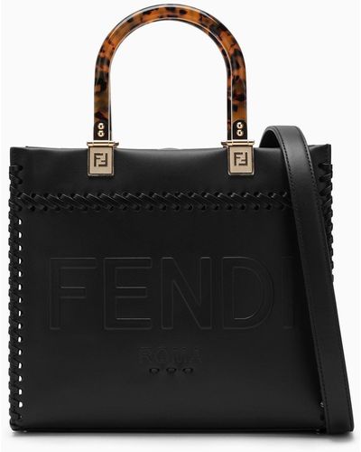 Fendi Sunshine Small Black/Gold Shopping Bag - Negro