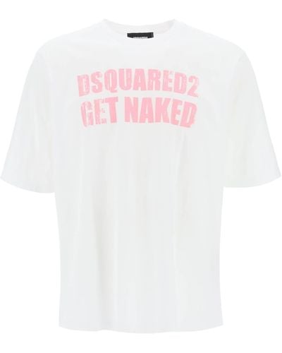 DSquared² T Shirt Stampata Skater Fit - Rosa