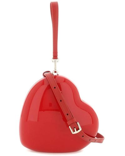 Simone Rocha Sac cœur avec bandoulière en cuir - Rouge