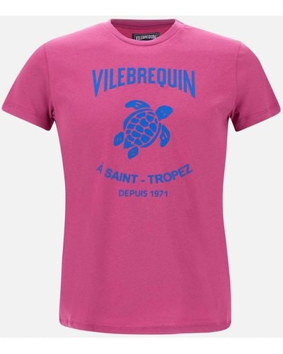 Vilebrequin Cyclamen Cotton T -shirt Met Schildpadafdruk - Roze