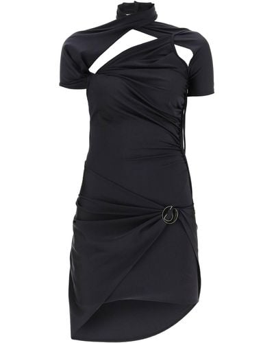 Coperni Gedrapeerde Mini -jurk Met Uitsnijdingen En Logo -details - Zwart