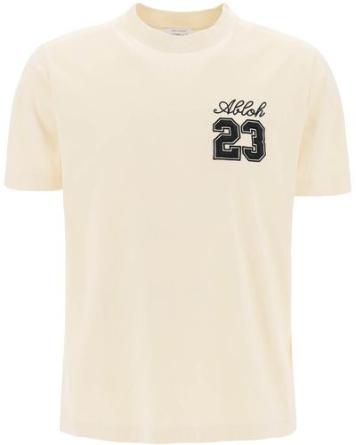 Off-White c/o Virgil Abloh Crew Neck T -Shirt mit 23 Logo - Natur