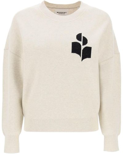 Isabel Marant Atlee Sweater Met Logo Intarsia - Wit