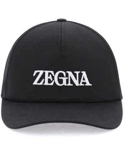 Zegna Baseball Cap Met Logo -borduurwerk - Zwart